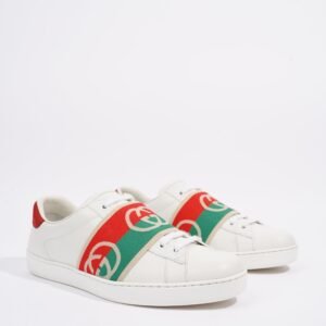 Gucci Mens Ace Elastic Web White / Green / Red EU 39 / UK 5 | AlmaBagz