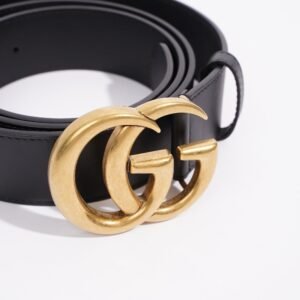 Gucci Womens Marmont Belt Black Leather 115cm - 46" | AlmaBagz