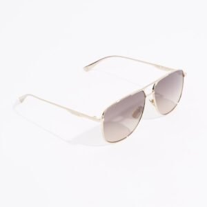 Gucci Womens Aviator Style Sunglasses Black / Gold Acetate 145 | AlmaBagz