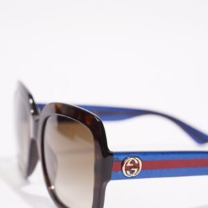 Gucci Womens GG0036S Sunglasses Tortoise Shell / Blue / Red 140 | AlmaBagz