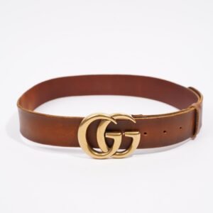 Gucci Mens Marmont Leather Belt Brown / Gold 85-34 | AlmaBagz