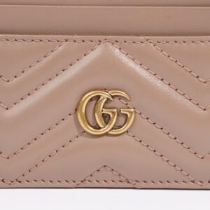 Gucci Womens Marmont GG Card Holder Mauve Leather | AlmaBagz