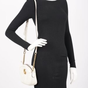 Gucci Womens Marmont Zip White Matelasse Small | AlmaBagz