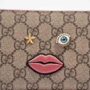 Gucci Womens Zip Around Wallet With Face Applique Supreme | AlmaBagz