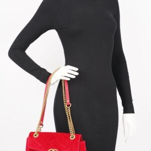 Gucci GG Marmont Black Red Velvet Small | AlmaBagz