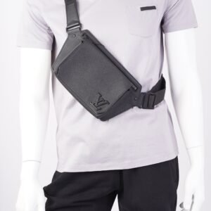 Louis Vuitton Aerogram Takeoff Sling Bum Bag Black Leather | AlmaBagz