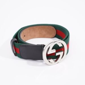 Gucci Mens Interlocking Belt Green / Red 95cm - 38" | AlmaBagz