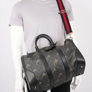 Gucci Mens Supreme Tigers Duffle Grey Canvas | AlmaBagz