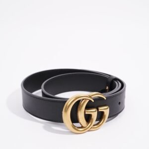 Gucci Womens Marmont Belt Black / Gold 80cm - 32" | AlmaBagz