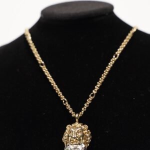 Gucci Womens Lion Head Necklace Gold Crystal | AlmaBagz