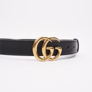 Gucci Womens Marmont GG Belt Black Leather 65cm | AlmaBagz