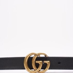 Gucci Womens Marmont Belt Black Leather 75cm - 30" | AlmaBagz
