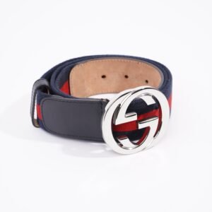 Gucci Mens Interlocking Belt Navy / Red 95cm - 38" | AlmaBagz
