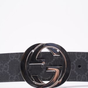Gucci Mens Interlocking Belt Black Silver 90 cm / 36 " | AlmaBagz