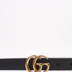 Gucci Womens GG Marmont Belt Black Leather 75cm - 30" | AlmaBagz