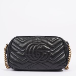 Gucci Womens Marmont GG Bag Black Leather Small | AlmaBagz