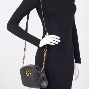 Gucci GG Marmont Bag Black Leather Small | AlmaBagz
