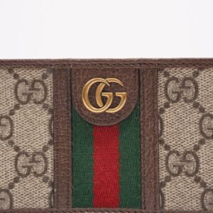 Gucci Womens Web Card Holder Brown Canvas / Leather | AlmaBagz
