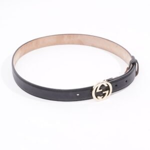 Gucci Womens Interlocking Belt Black Leather 75cm | AlmaBagz