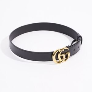 Gucci Womens GG Marmont Belt Black Leather 70cm | AlmaBagz