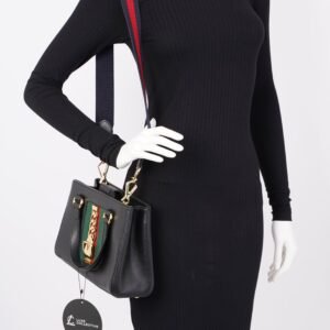Gucci Sylvie Top Handle Bag Black Leather | AlmaBagz