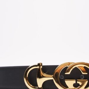Gucci Womens GG Interlocking Horsebit Belt Black Leather 75cm | AlmaBagz