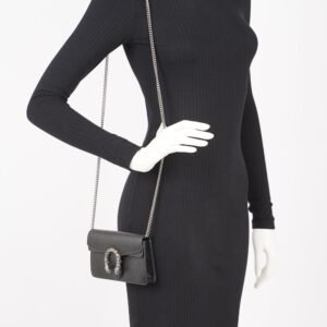 Gucci Womens Dionysus Bag Black Super Mini | AlmaBagz