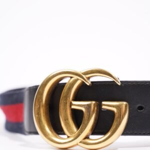 Gucci Womens Marmont Belt Navy / Red 80cm / 32" | AlmaBagz