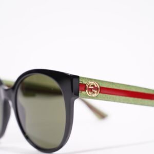 Gucci Womens GG0035S Sunglasses Black / Green / Red 140 | AlmaBagz