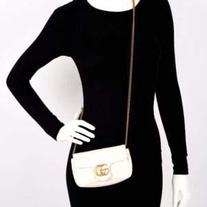 Gucci Womens Marmont Bag White Leather Super Mini | AlmaBagz