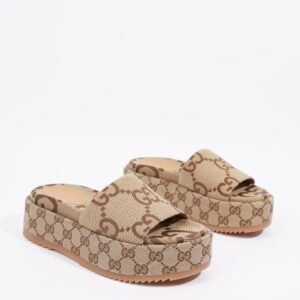 Gucci Womens Platform Slide Sandal Beige EU 35 / UK 2 | AlmaBagz