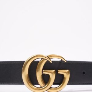 Gucci Womens Skinny Marmont Belt Black / Gold 85cm / 34" | AlmaBagz