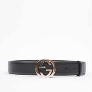 Gucci Womens Interlocking Belt Black / Silver 85cm / 34" | AlmaBagz