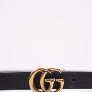 Gucci Womens Skinny Marmont Belt Black / Gold 95-30 | AlmaBagz