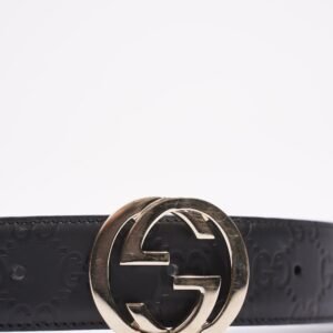 Gucci Womens Interlocking Belt Black / Silver 75-30 | AlmaBagz
