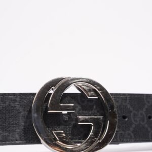 Gucci Mens Interlocking Belt Black / Silver 100cm -40" | AlmaBagz