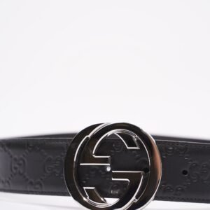 Gucci Mens Interlocking Belt Black / Silver 80-32 | AlmaBagz