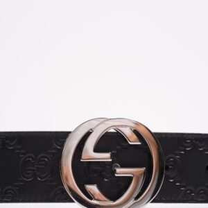 Gucci Mens Interlocking Reversible Belt Black / Silver 85cm - 34" | AlmaBagz