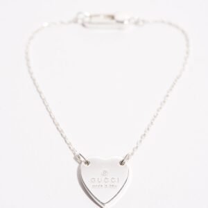 Gucci Womens Heart Tag Bracelet Silver | AlmaBagz