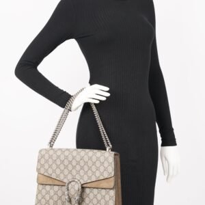 Gucci Womens Dionysus Shoulder Bag Brown Canvas / Leather Medium | AlmaBagz
