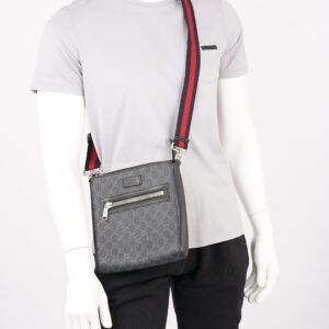 Gucci Mens GG Black Messenger Bag Black Canvas Small | AlmaBagz
