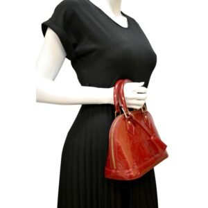 Louis Vuitton Alma BB Monogram Patent Leather Satchel Crossbody Bag Red | AlmaBagz