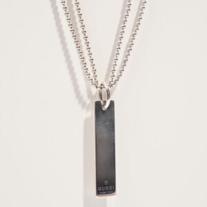 Gucci Mens Double Chain With Pendant Bar Silver | AlmaBagz