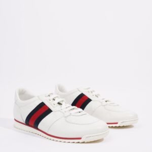 Gucci Womens Leather Low Top White / Green / Red EU 39.5 / UK 6.5 | AlmaBagz
