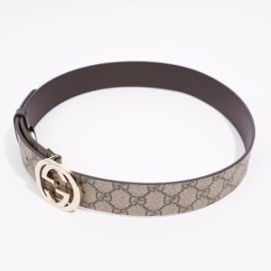 Gucci Womens Interlocking GG Belt Brown Canvas 80 | AlmaBagz
