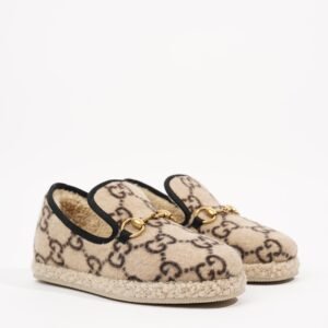 Gucci GG Wool Loafer Beige Black EU 34 / UK 1 | AlmaBagz