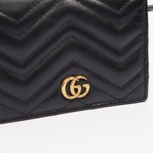 Gucci Womens Marmont GG Wallet Black Leather Small | AlmaBagz
