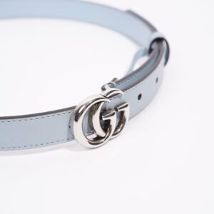 Gucci GG Marmont Belt Blue Leather 70cm - 28" | AlmaBagz