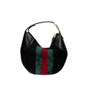 Gucci Velvet Horsebit Embossed Glam Hobo Black | AlmaBagz