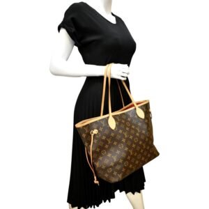Louis Vuitton  Neverfull MM Monogram Canvas Tote Bag Brown/Red | AlmaBagz